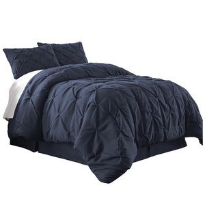 Chezmoi 3-Piece Pintuck Duvet Cover Set
